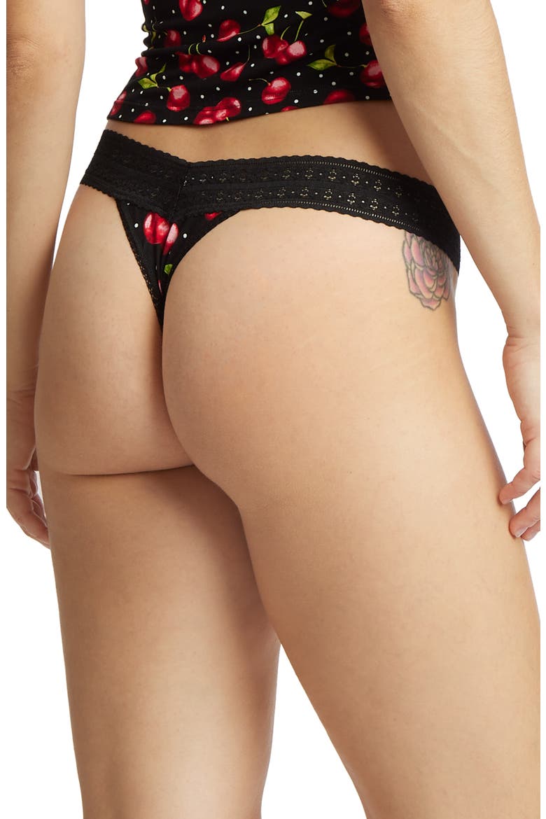 Indigo Stripe DreamEase Original Rise Thong, Alternate, color, CHERRY BOMB