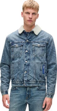 Karl Lagerfeld Jeans Men's Shearling Denim Jacket