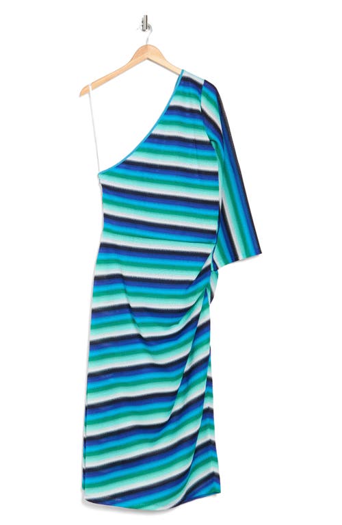 Donna Morgan Stripe One-shoulder Ruched Shift Dress
