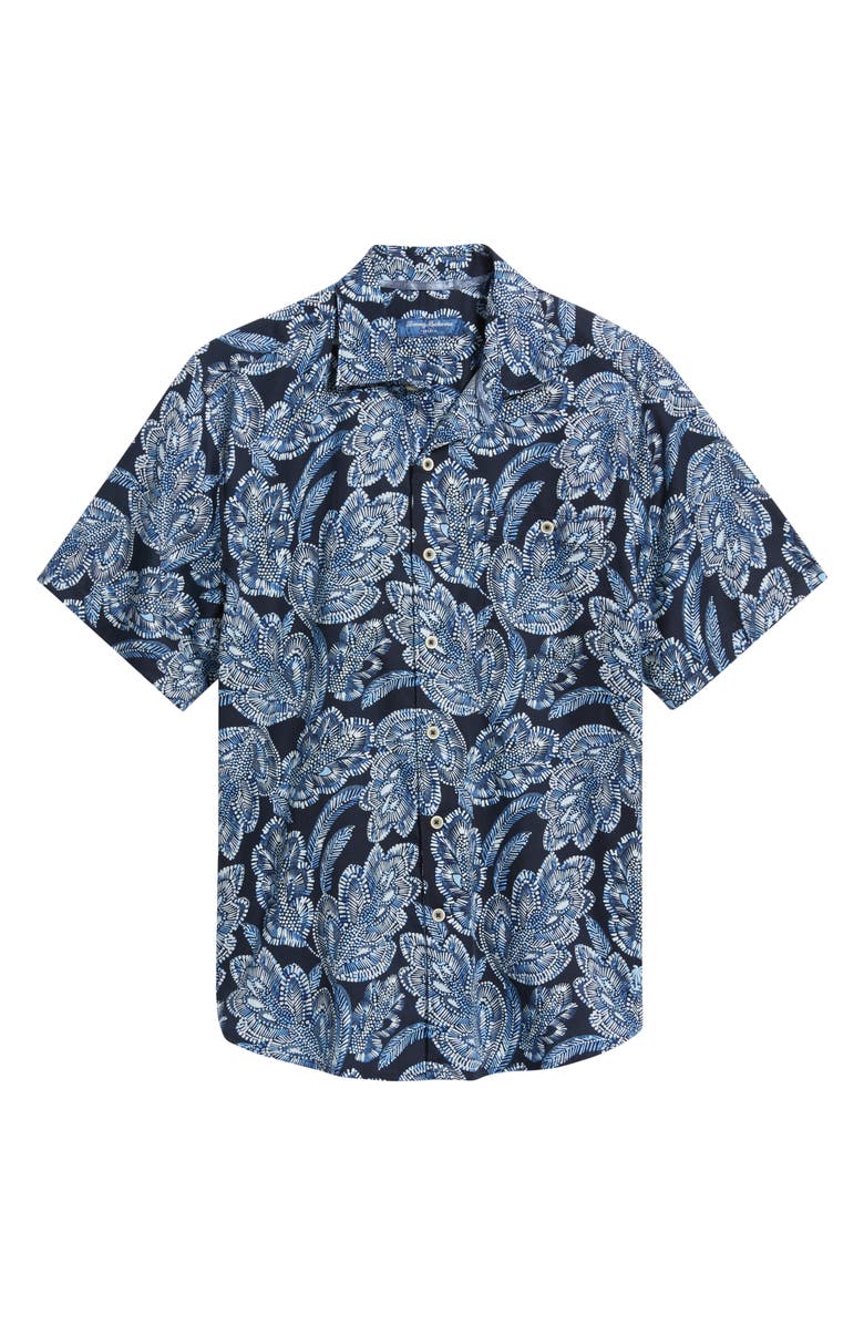 Tommy Bahama Tortola Midnight Blues Short Sleeve Linen Blend Button-Up Shirt, Alternate, color, Mood Sea