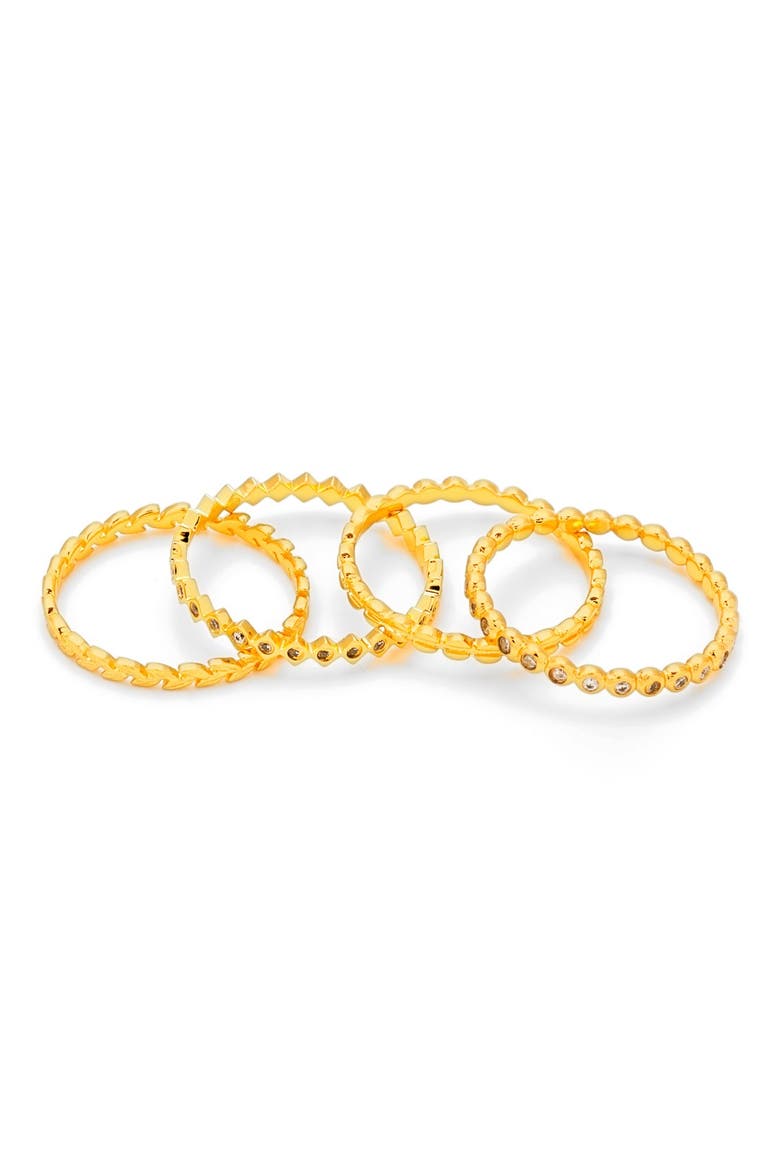 Stackable Set of 4 Band Rings, Alternate, color, GOLD