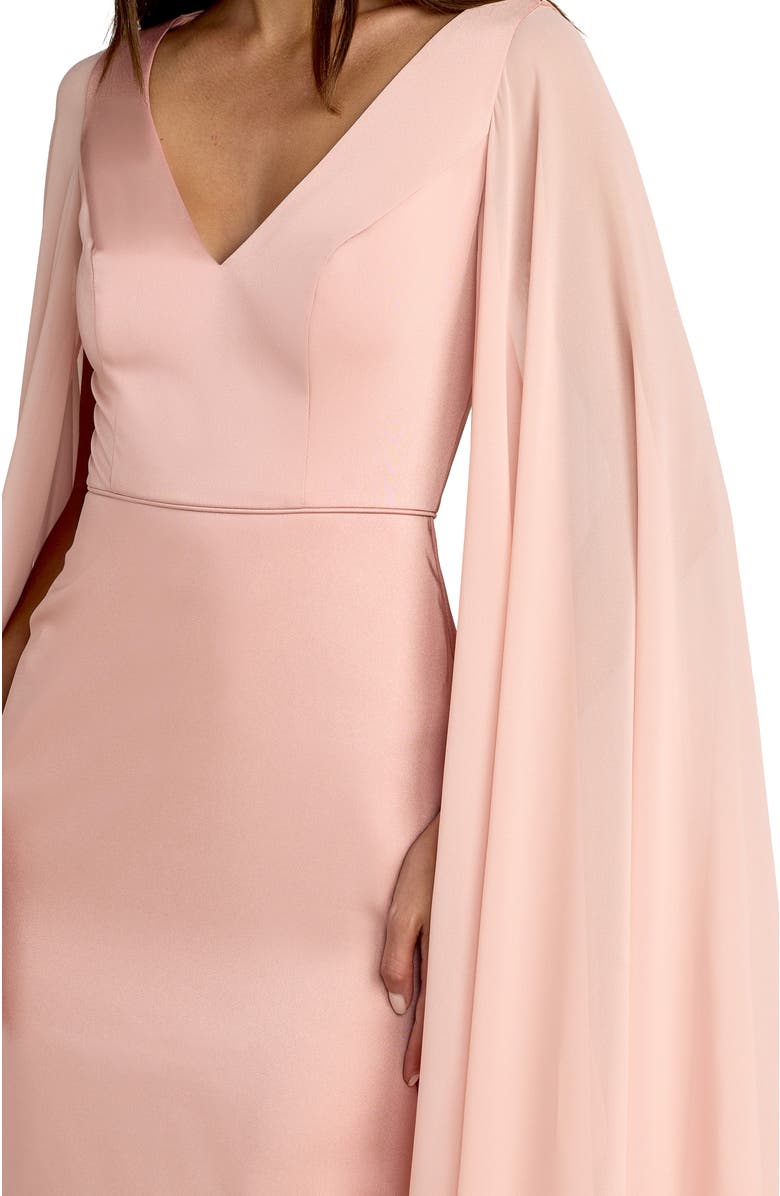 Mac Duggal Women's Cape Sleeve V Neck Sheath Dress, Alternate, color, Blush