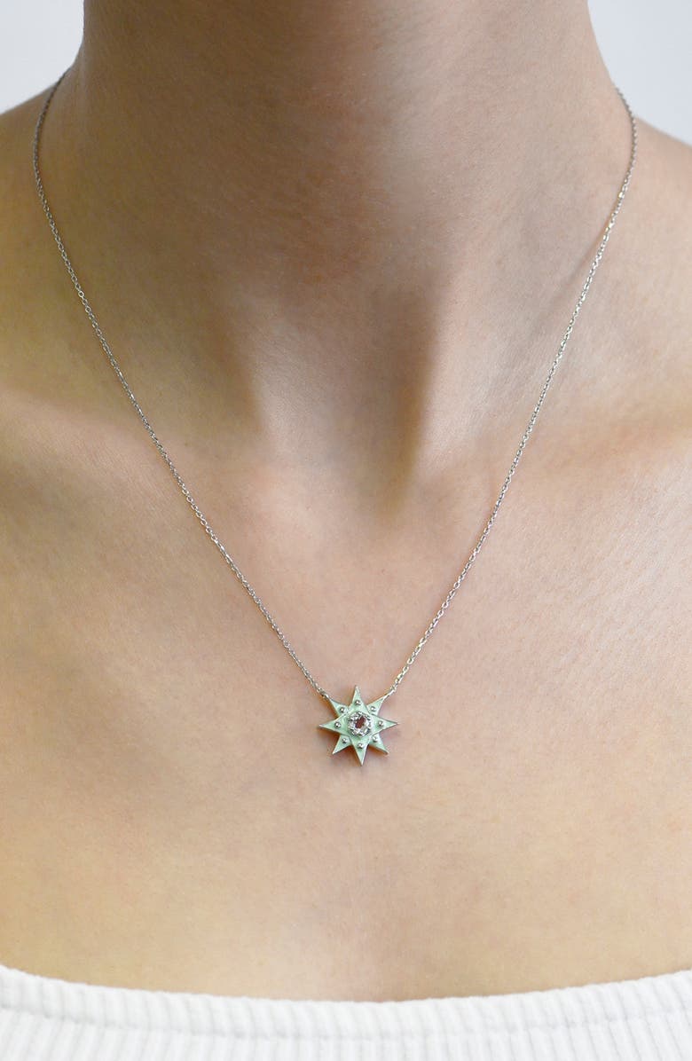 Anzie White Topaz Starburst Pendant Necklace, Alternate, color, Green