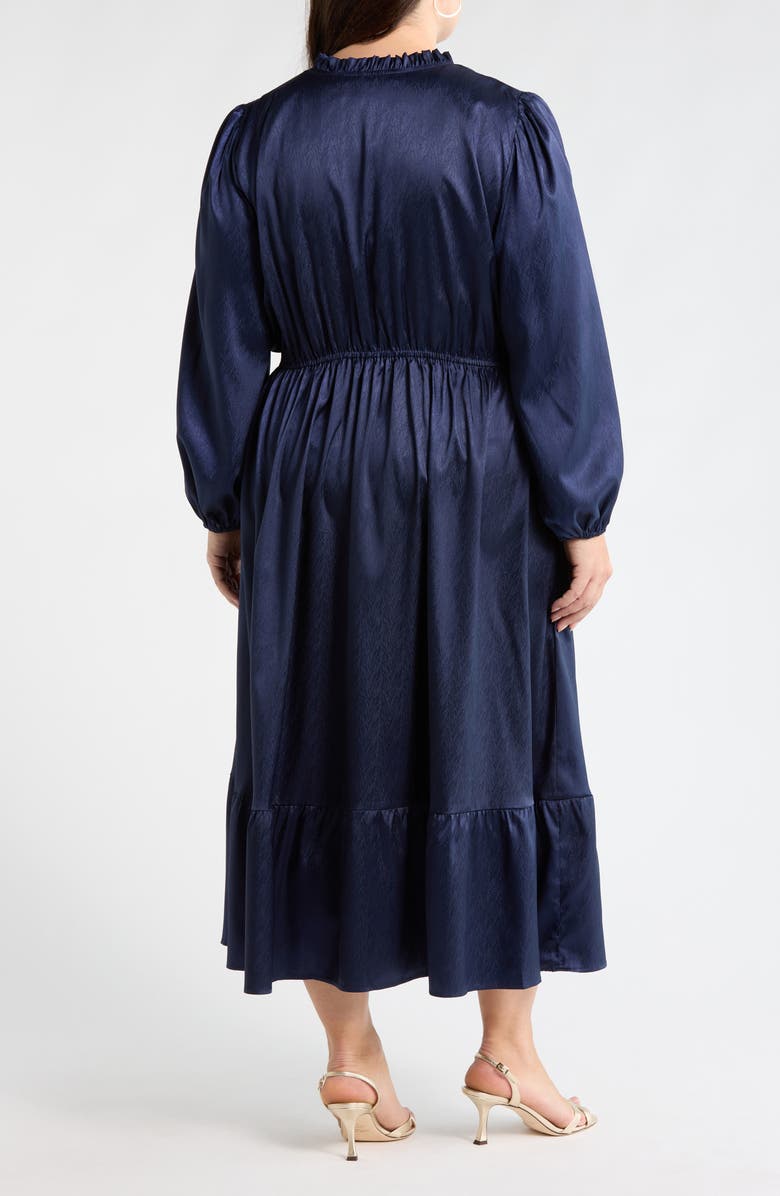 SUGARLIPS Fabiola Long Sleeve Satin Midi Dress, Alternate, color, Navy