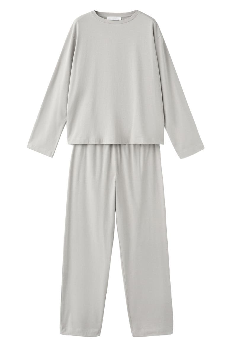 Plain Cotton Pajamas, Main, color, LIGHT GREY