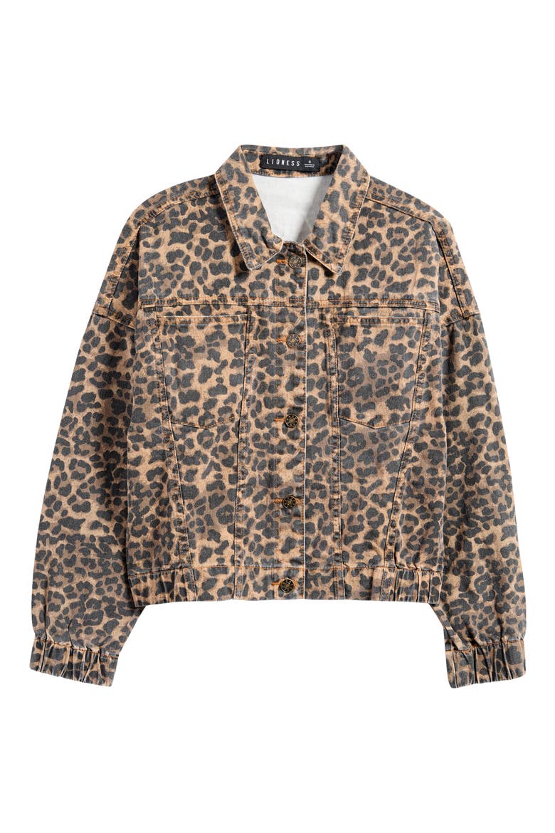 Carmela Leopard Print Denim Jacket, Alternate, color, LEOPARD