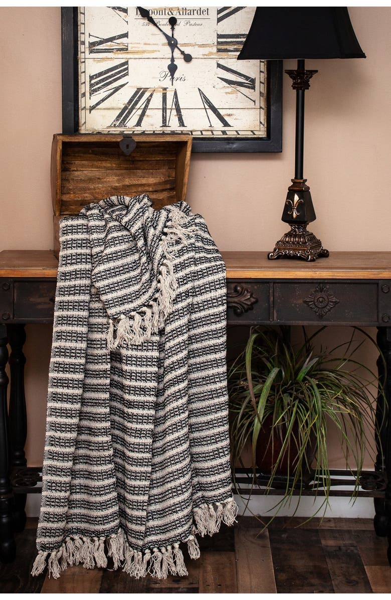 PARKLAND COLLECTION Ada Casual Beige 52" x 67" Woven Handloom Throw, Alternate, color, Beige