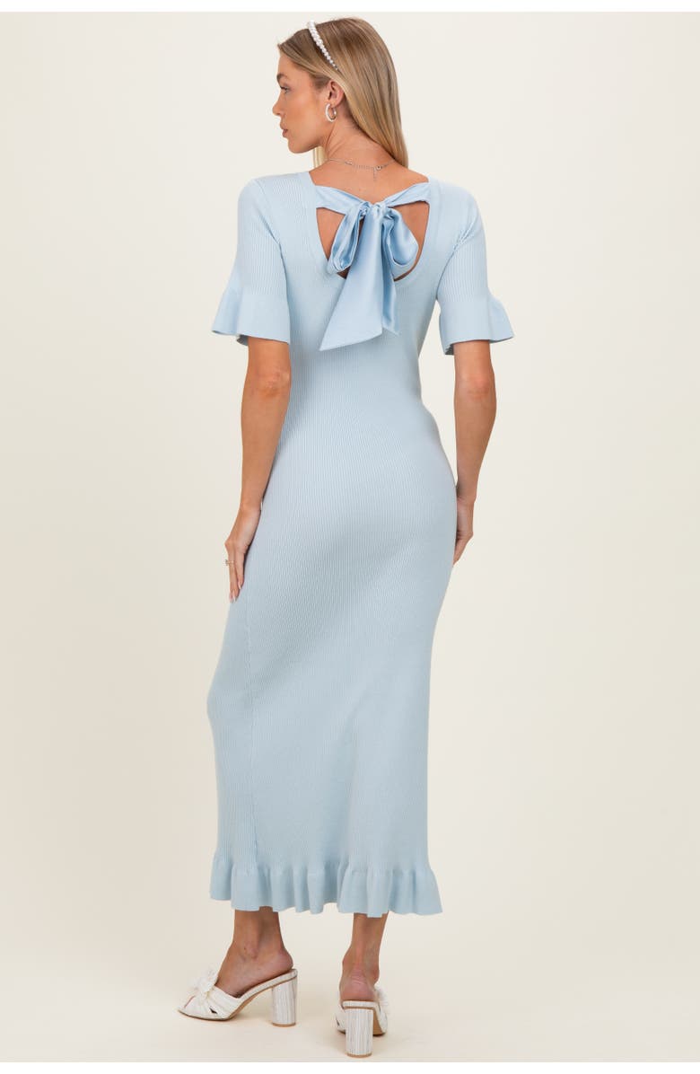 PinkBlush Ribbed Knit Bow Back Ruffle Accent Dress, Alternate, color, Light Blue