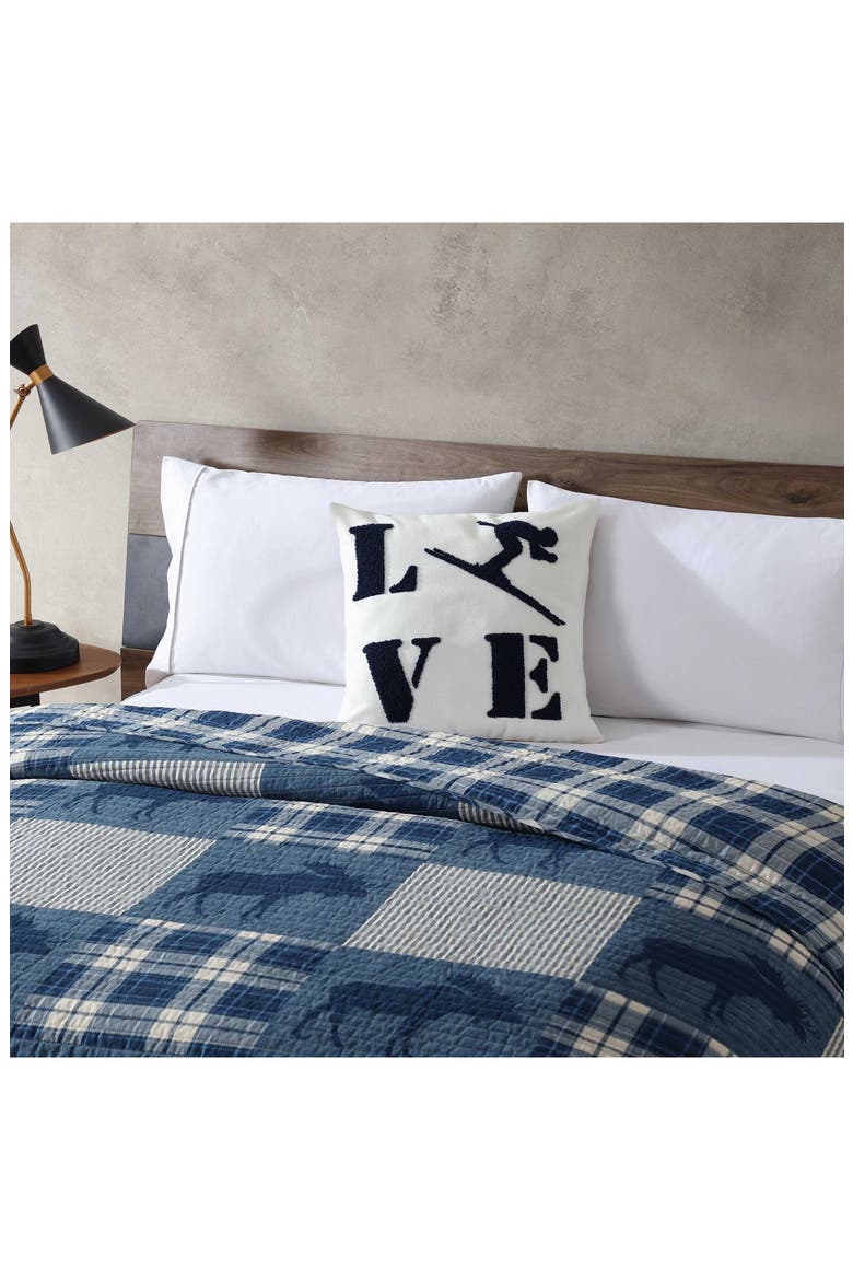 Love Ski Decorative Felt Accent Pillow, Alternate, color, DARK BLUE