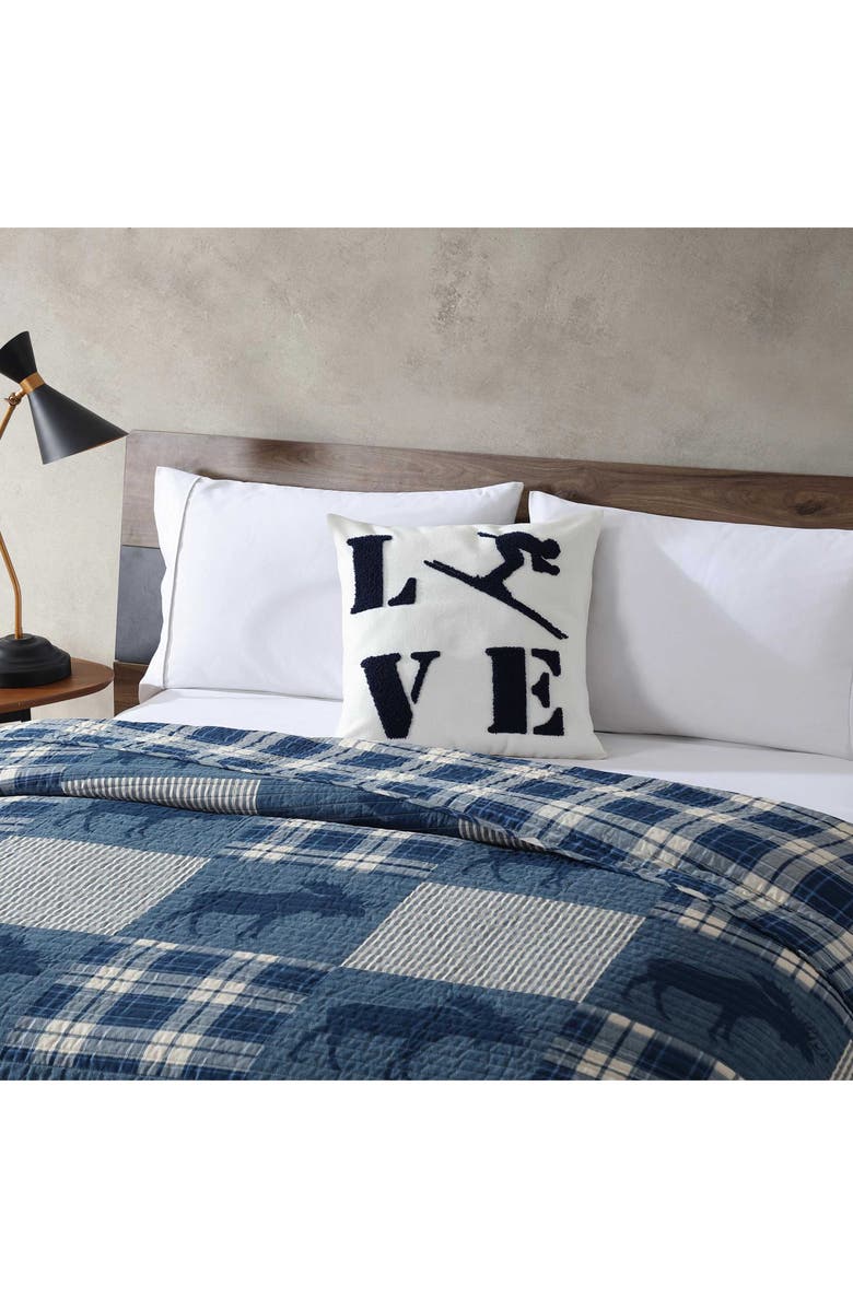 Eddie Bauer Love Ski Decorative Felt Accent Pillow, Alternate, color, Dark Blue