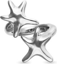 UNODE50 Silver-Tone Double Star ring