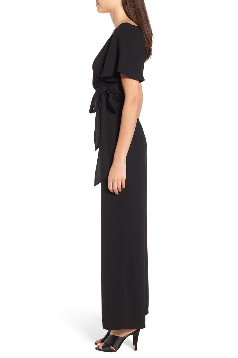 Surplice Jumpsuit, Alternate, color, BLACK