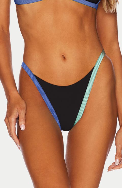 Caily Rib High Cut Bikini Bottoms