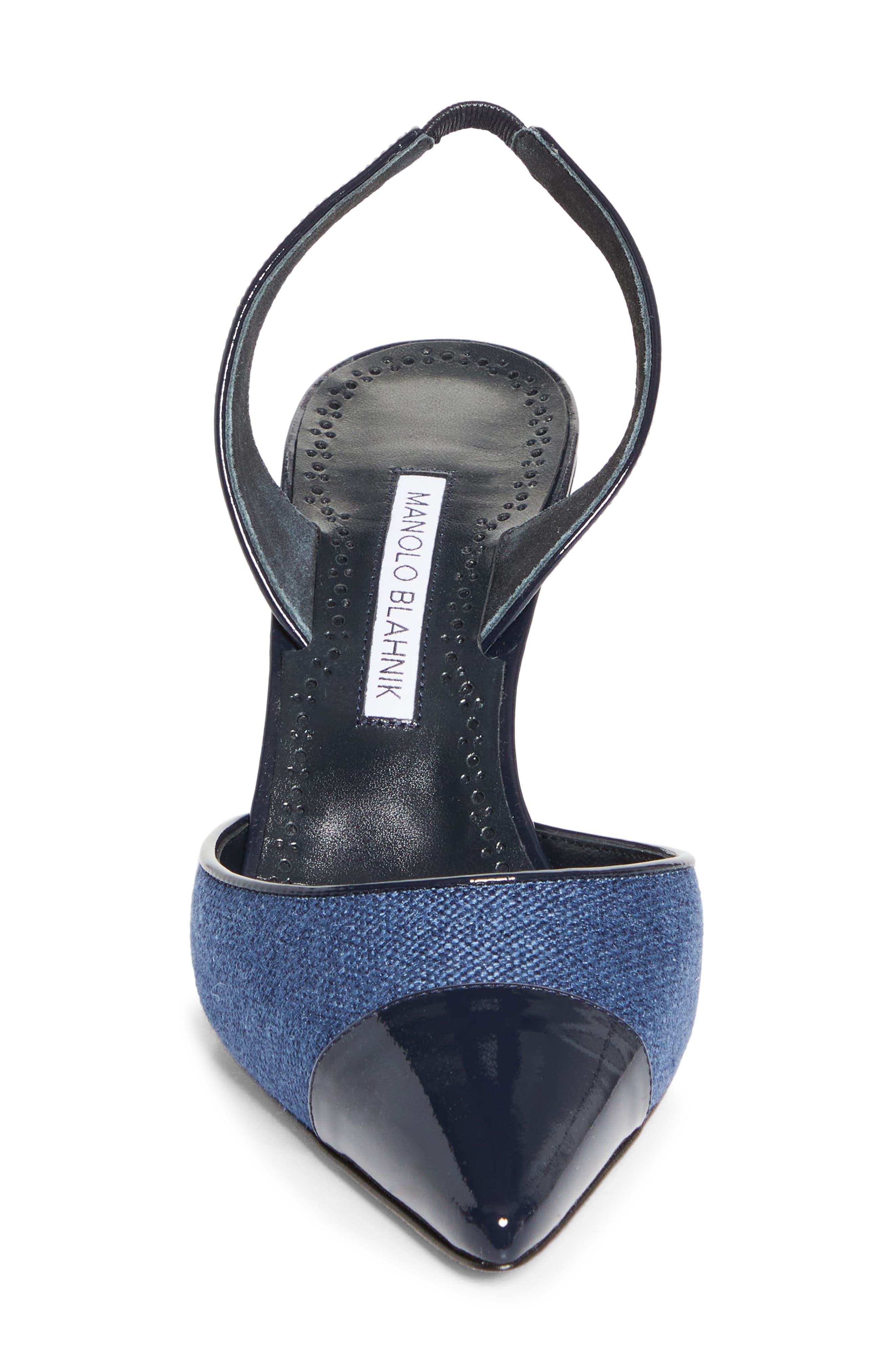 Manolo Blahnik Capsli Cap Toe Slingback Pump, Alternate, color, Blue/ Navy