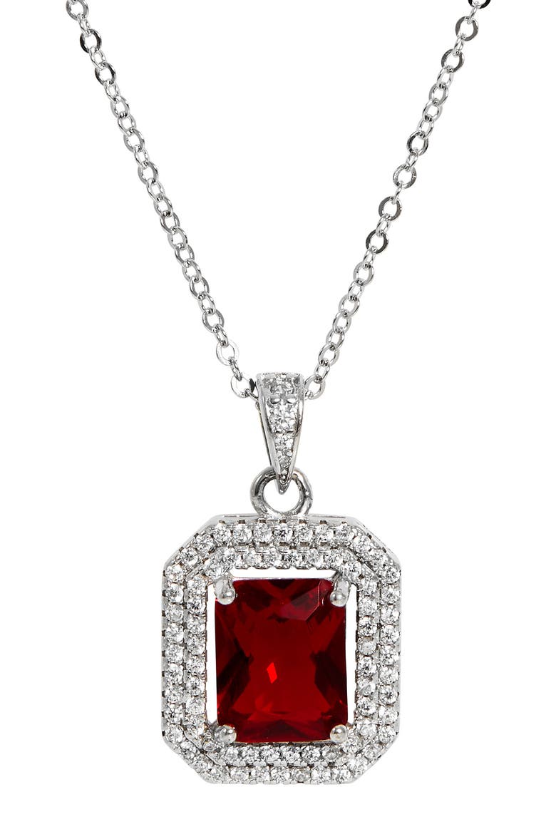 Lab Created Gemstone Pendant Necklace, Main, color, RED