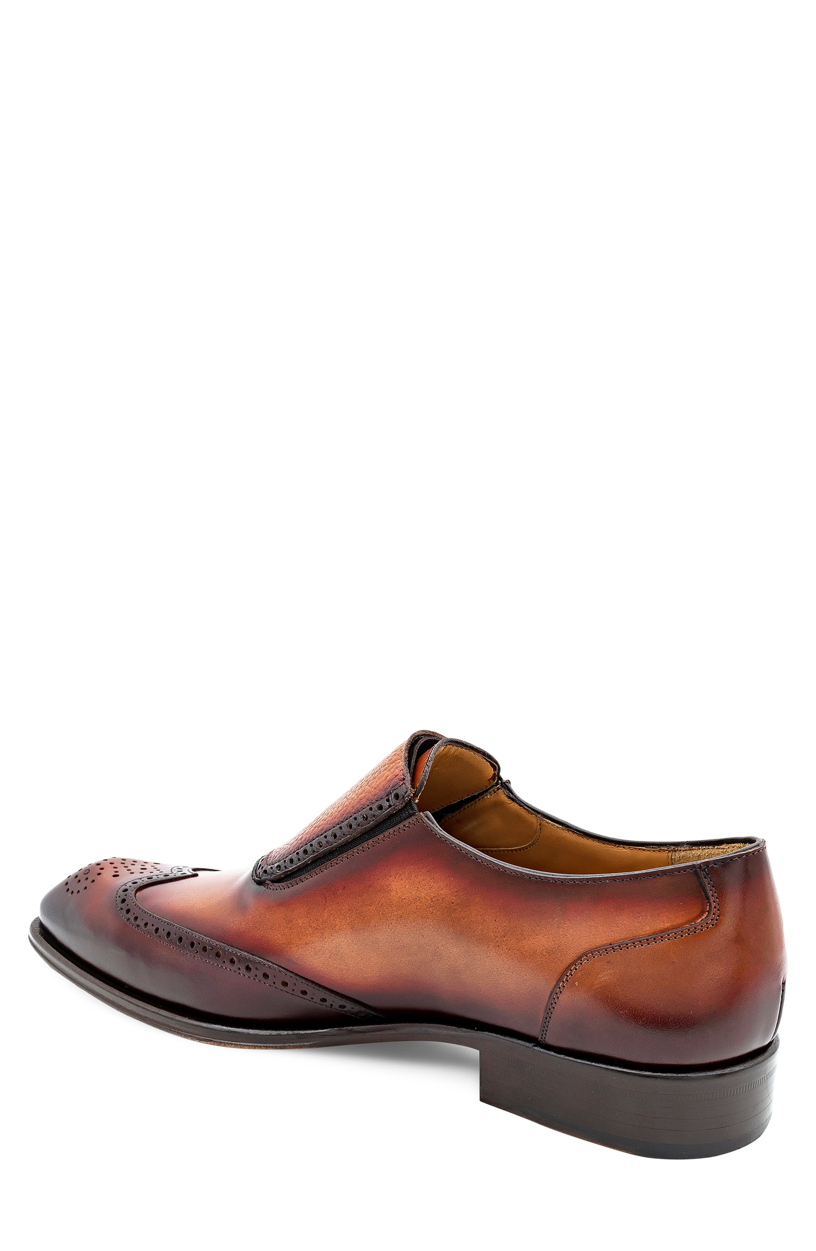 Burnished Wingtip Loafer, Alternate, color, COGNAC RUST