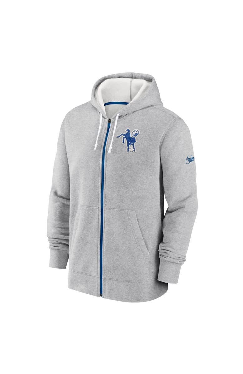 Nike Men's Nike Gray Indianapolis Colts Historic Lifestyle Full-Zip Hoodie, Alternate, color, 