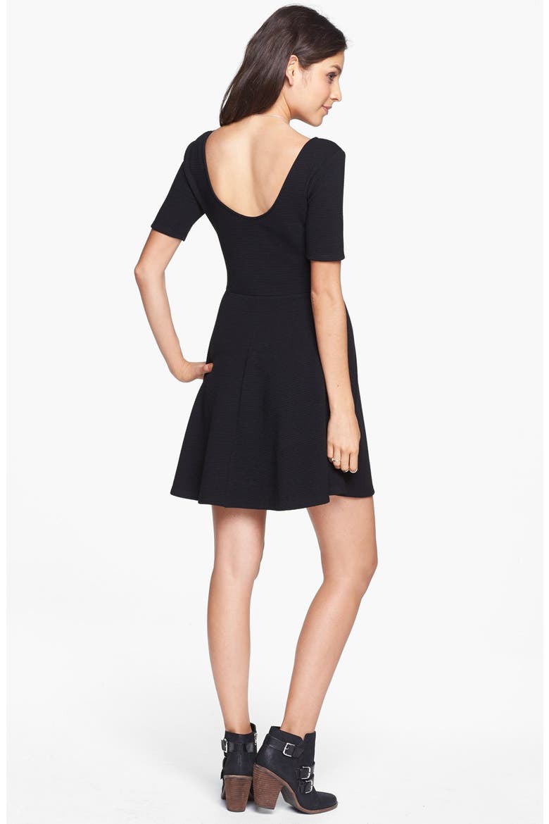 Scoop Back Skater Dress, Alternate, color, BLACK