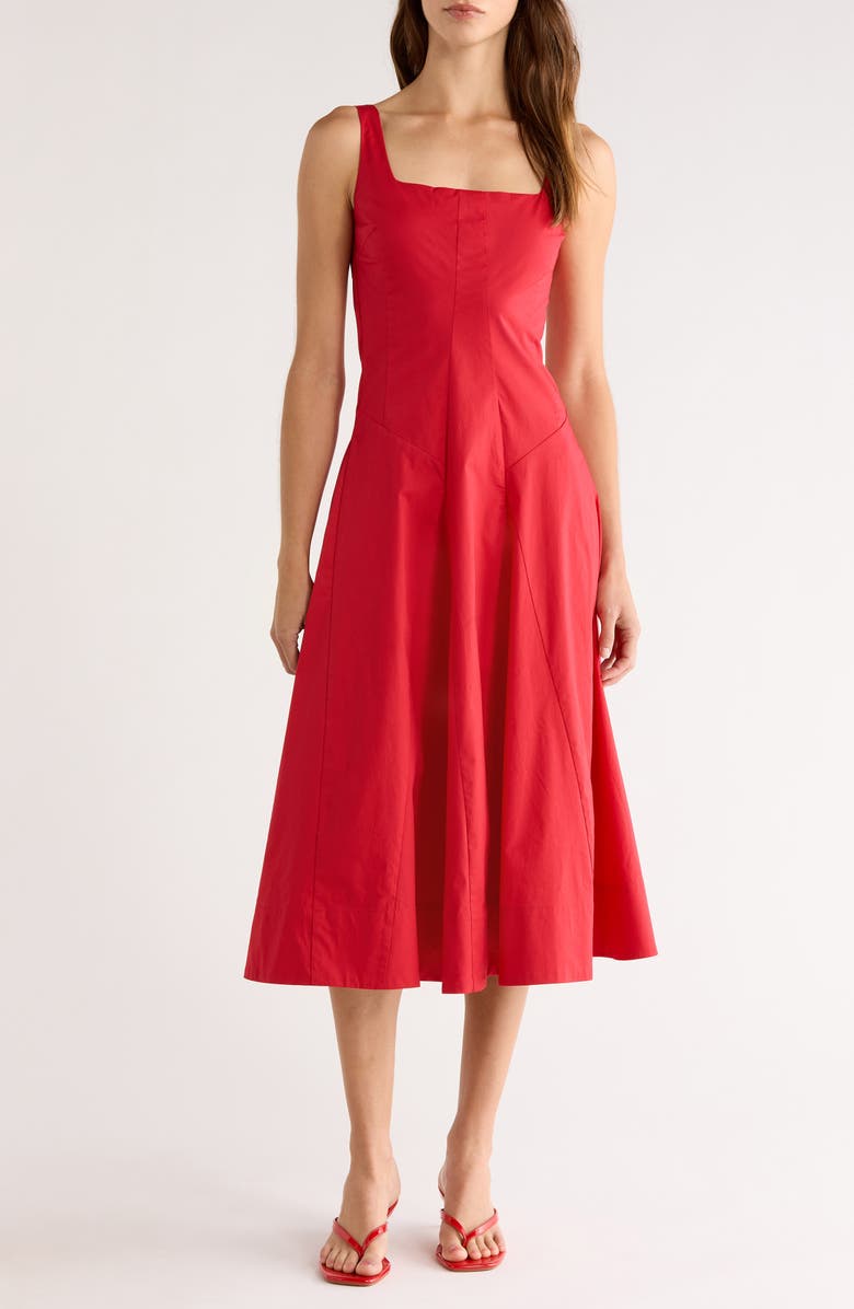 STAUD Willow A-Line Dress, Main, color, Cherry