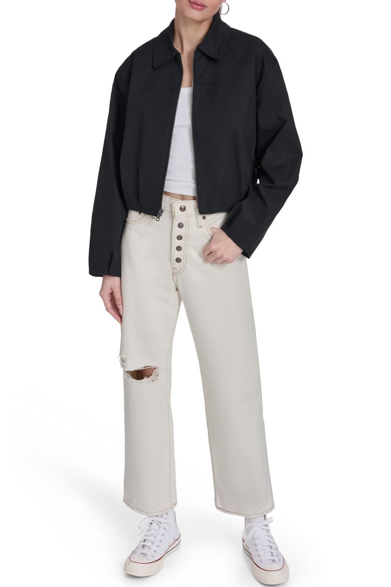 Crop Bubble Hem Bomber Jacket, Alternate, color, BLACK