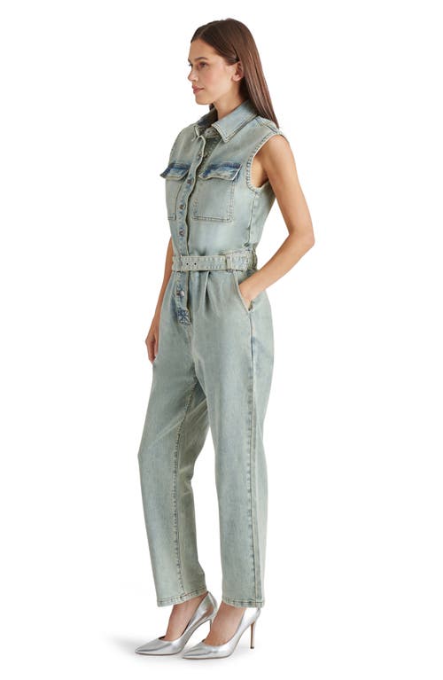 Steve Madden Olynne Sleeveless Denim Jumpsuit In Blue