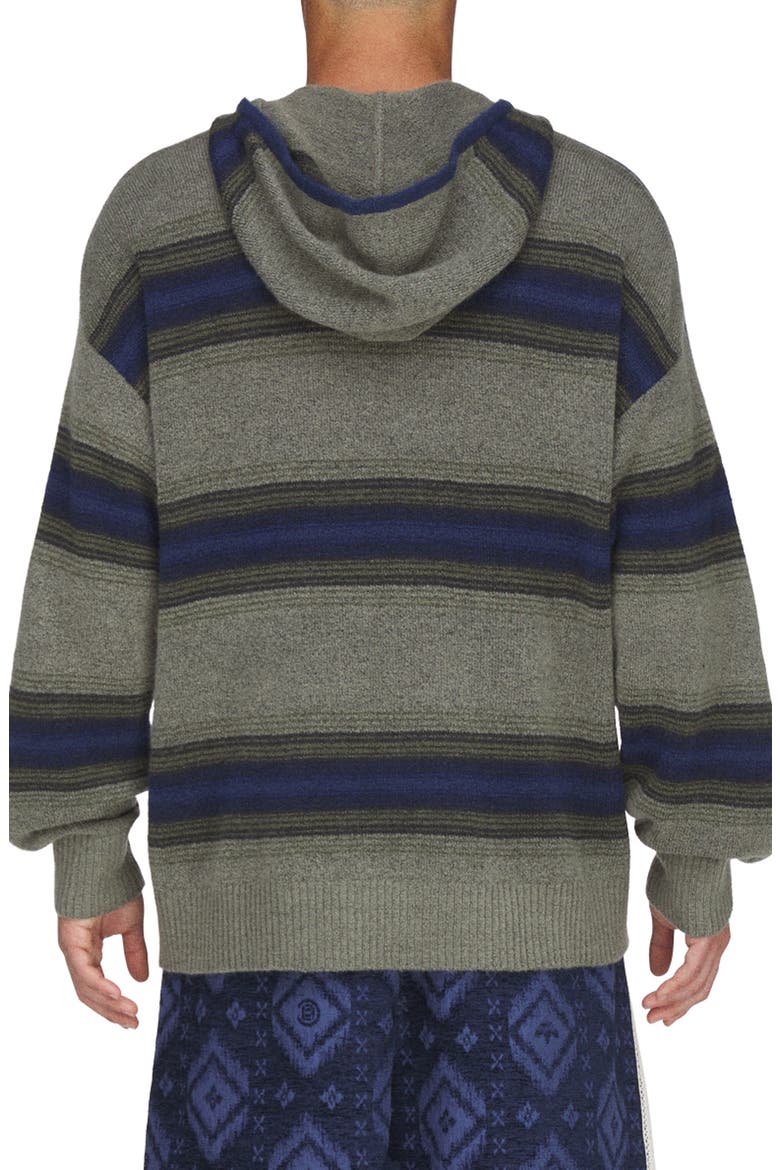 x CLOT Baja Stripe Oversize Hooded Sweater, Alternate, color, TRACE KHAKI/ TECH INDIGO