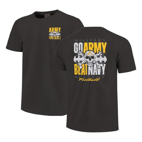 Unisex Graphite Army Black Knights Skull Beat Navy Football T-Shirt