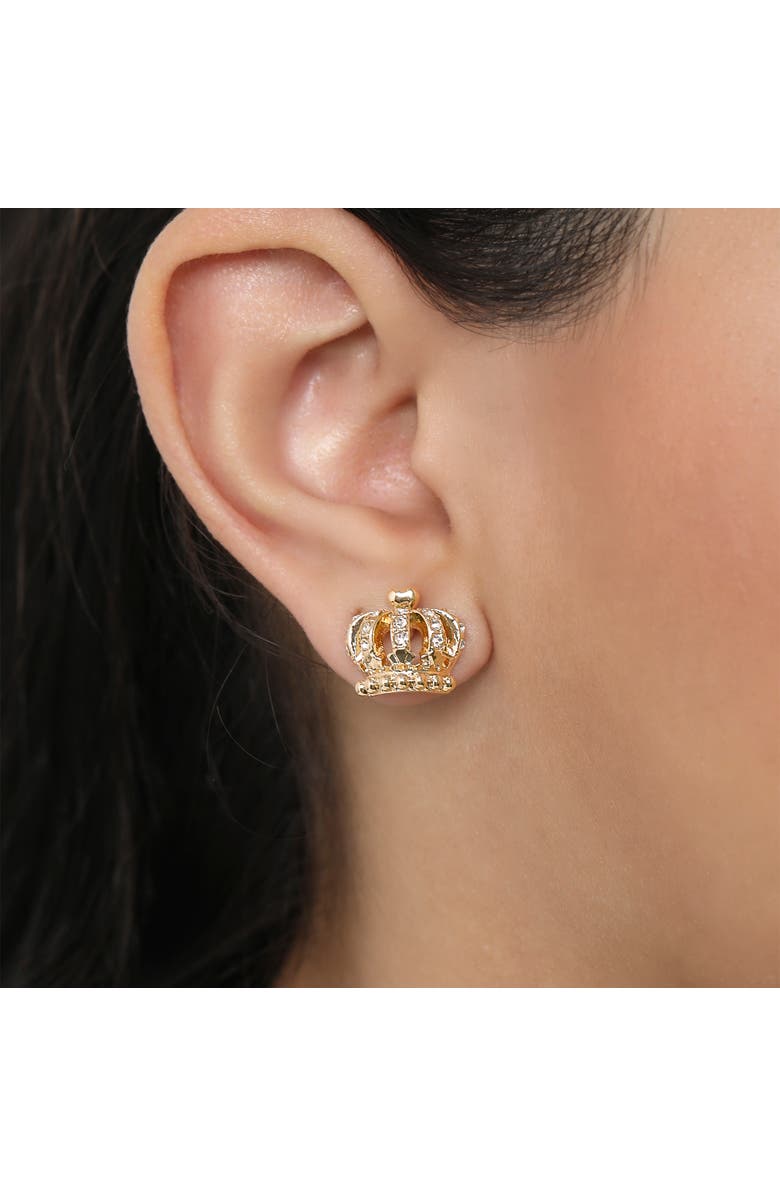 Juicy Couture Crystal Crown Keychain & Earring Set, Alternate, color, Gold, Silver