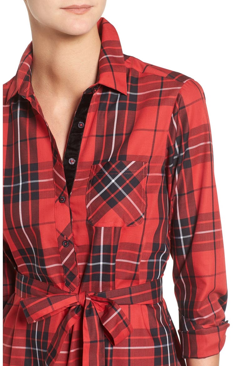 Tartan Wrinkle Free Tunic, Alternate, color, HOLIDAY RED