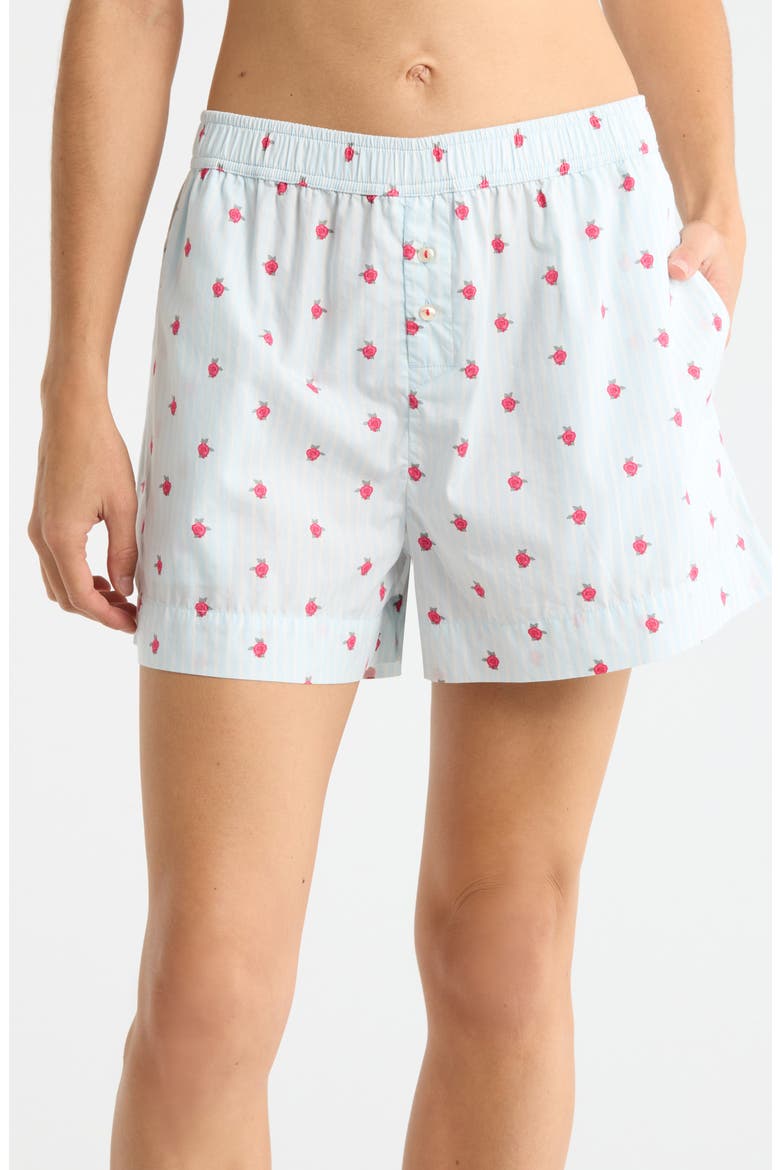 Oversize Boyfriend Boxer Shorts, Main, color, BLUE ROSE PINSTRIPE