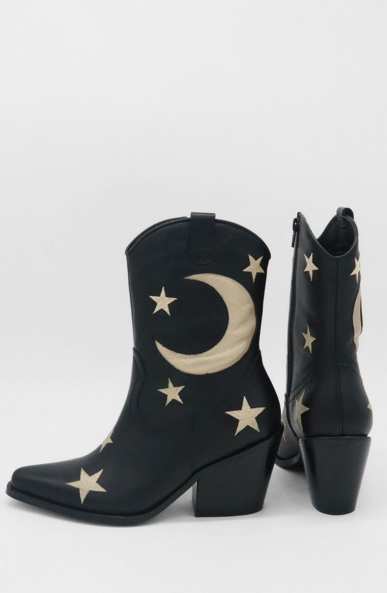 STIVALI NEW YORK Moonlight Western Inspired Cowboy Boots, Alternate, color, Moon And Stars