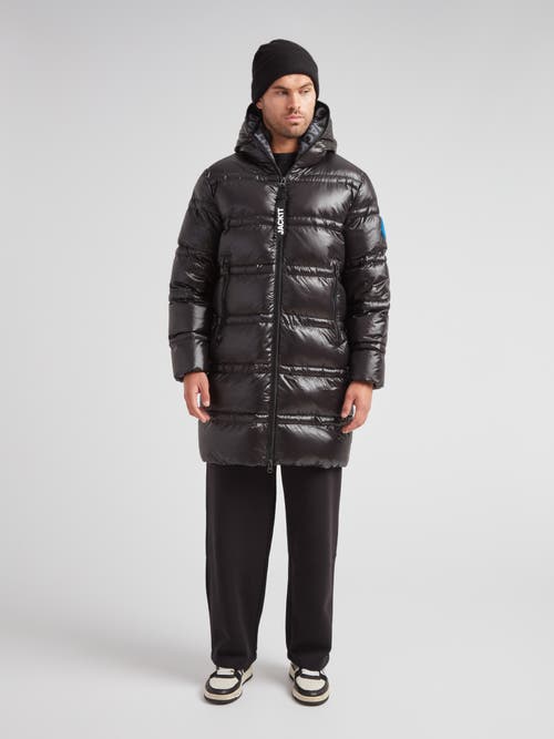 Jack1t R4d Tramline Hooded Long Puffer Coat In Black