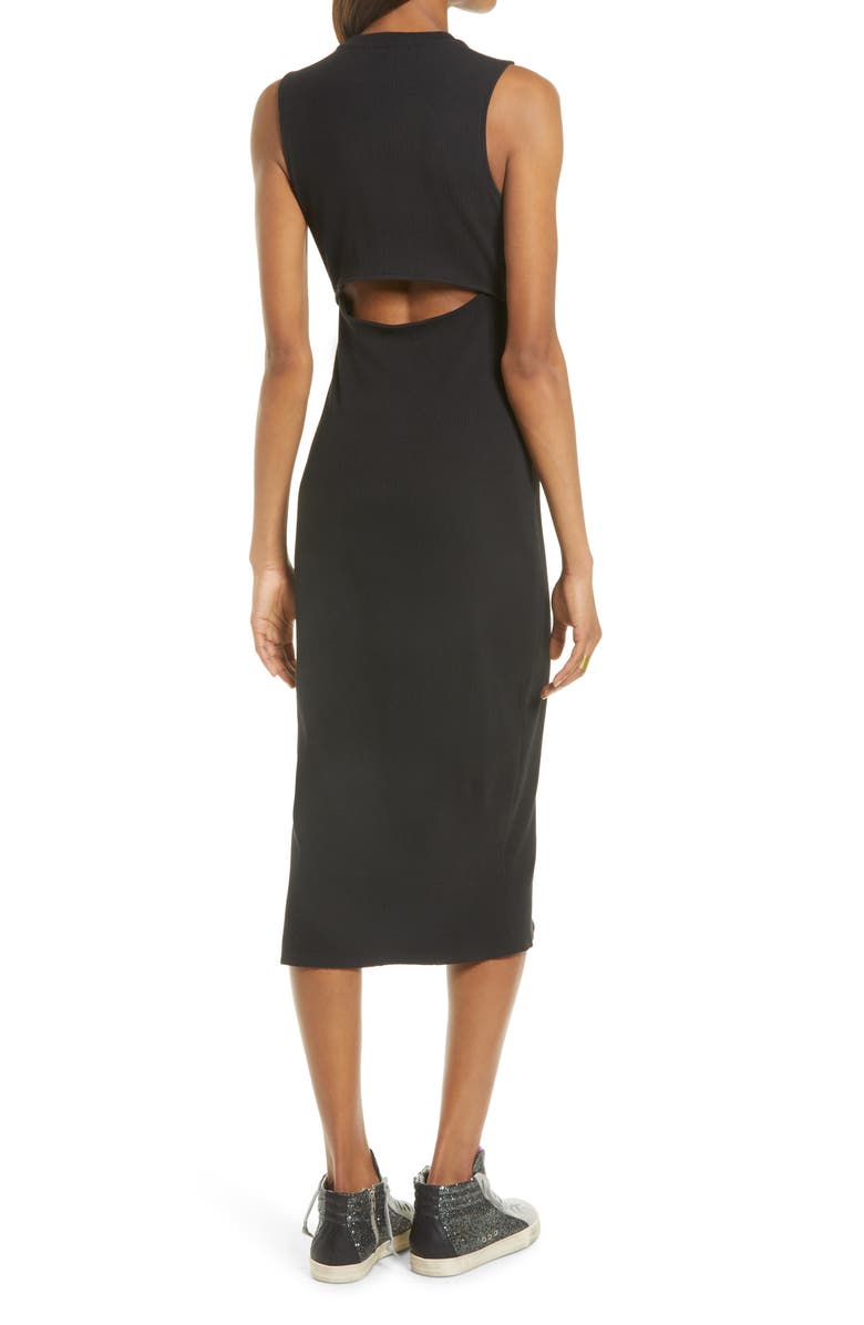 Treasure & Bond Rib Cutout Cotton Stretch Midi Dress, Alternate, color,