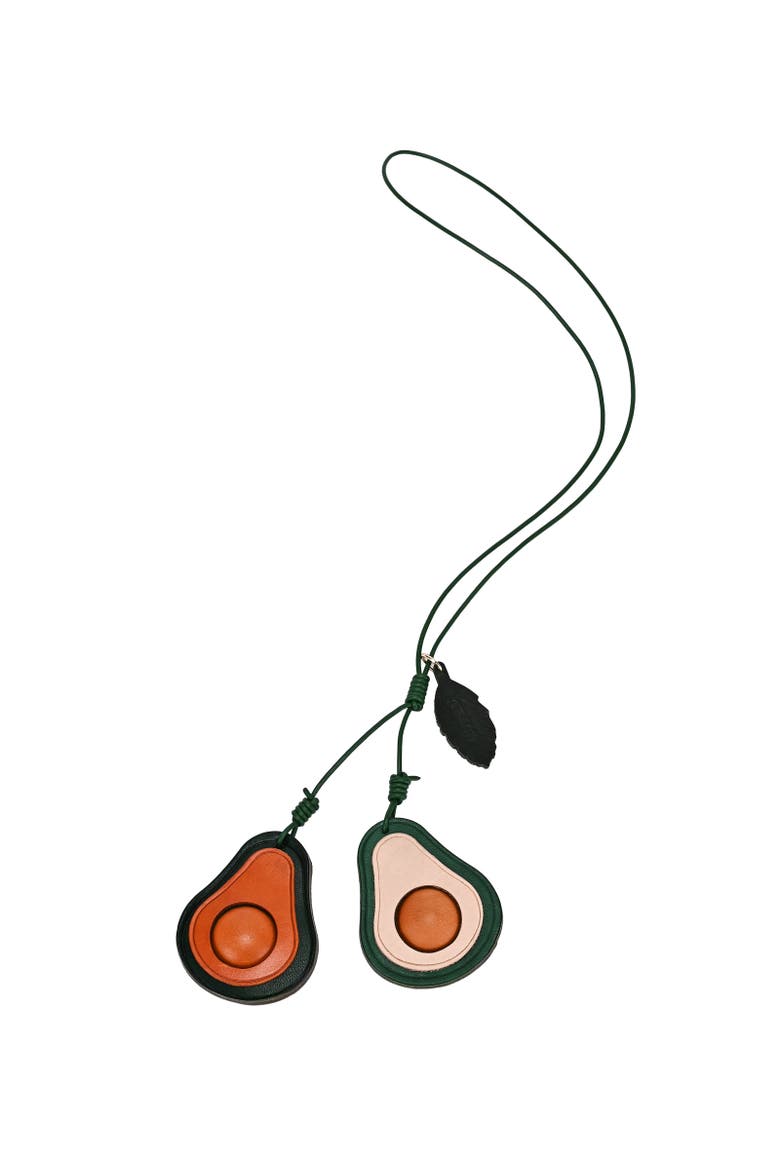 Avo Genuine Leather Botanical Fruit Charm, Main, color, Caramel & Beige