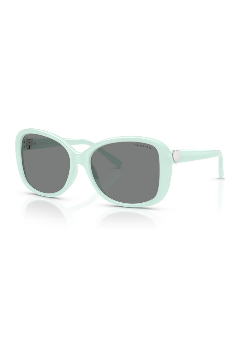 56mm Pillow Sunglasses, Alternate, color, TIFFANY BLUE / DARK GREY