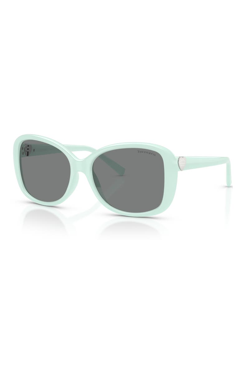 Tiffany & Co. 56mm Pillow Sunglasses, Alternate, color, Tiffany Blue / Dark Grey