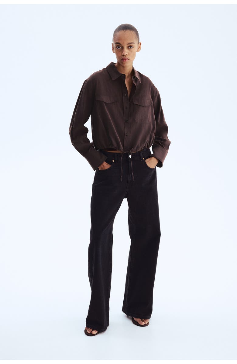 H&M Drawstring Shirt, Alternate, color, Dark Brown