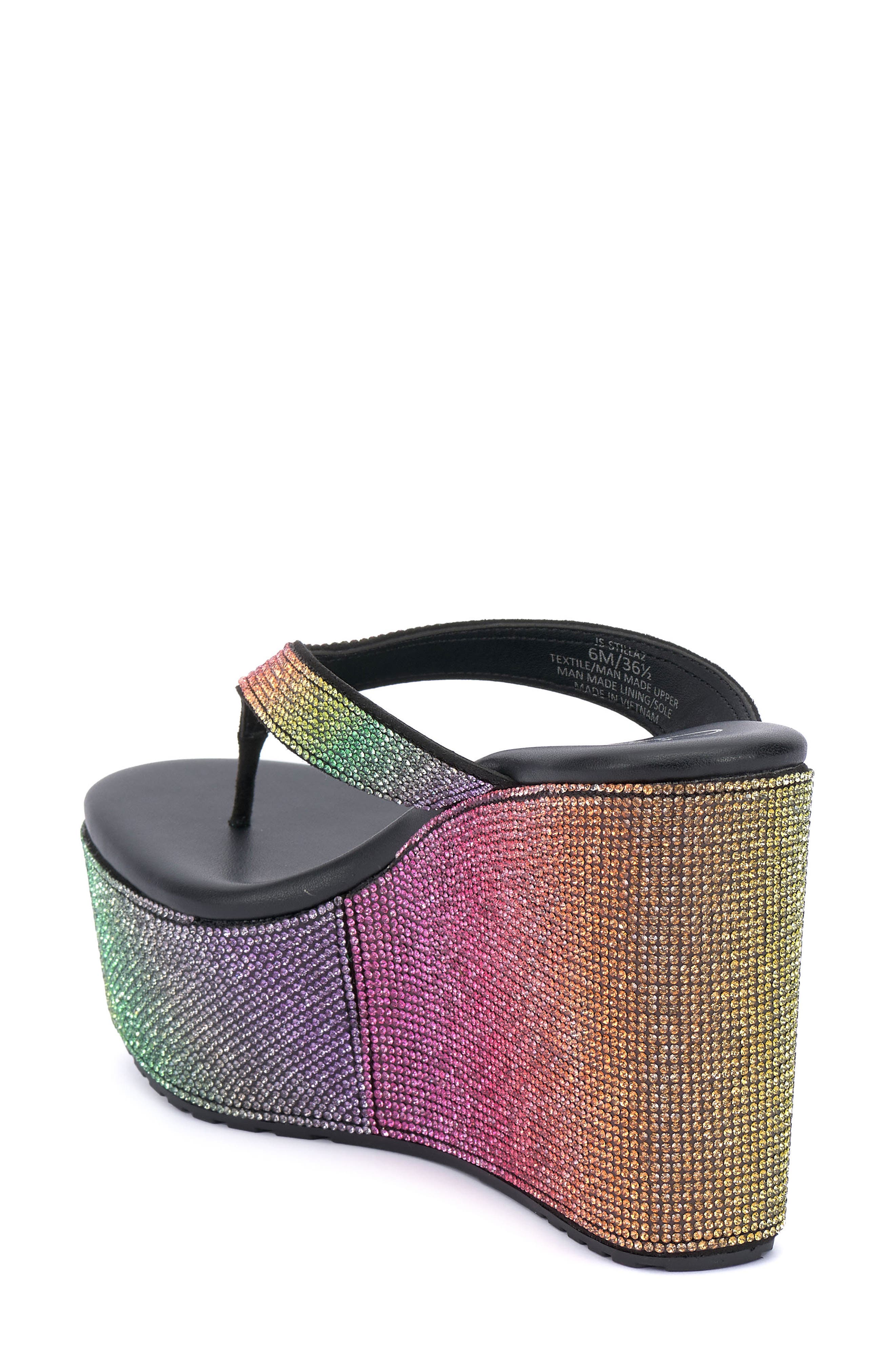 Stilla Platform Wedge Flip Flop, Alternate, color, BLACK/ RAINBOW