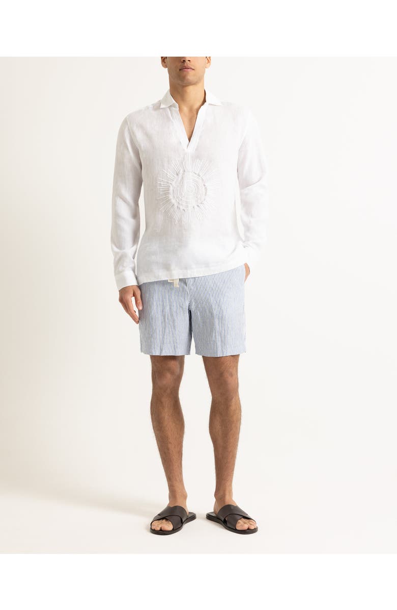 Orlebar Brown Ridley Embroidery Relaxed Fit Linen Sunshine Embroidery Shirt, Alternate, color, White