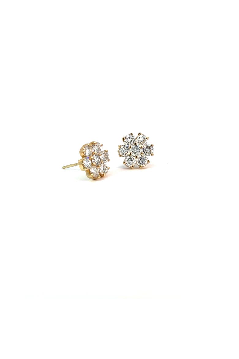 14K Yellow Gold 2 Carat Lab Grown Diamond Flower Earrings F VS1, Alternate, color, Yellow