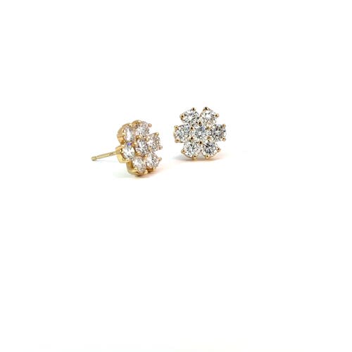 Ancona Jewelry 14k Yellow Gold 2 Carat Lab Grown Diamond Flower Earrings F Vs1 In Yellow