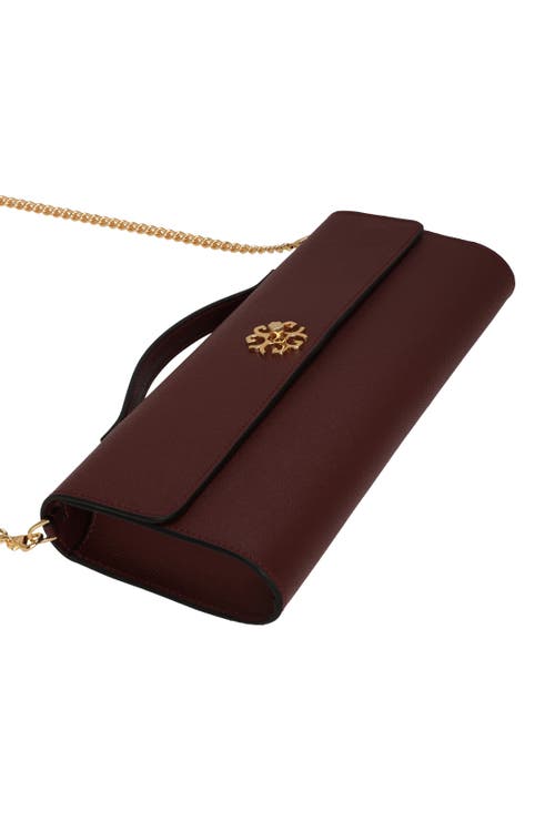Gorski Top Handle Rectangle Leather Crossbody Bag In Burgundy