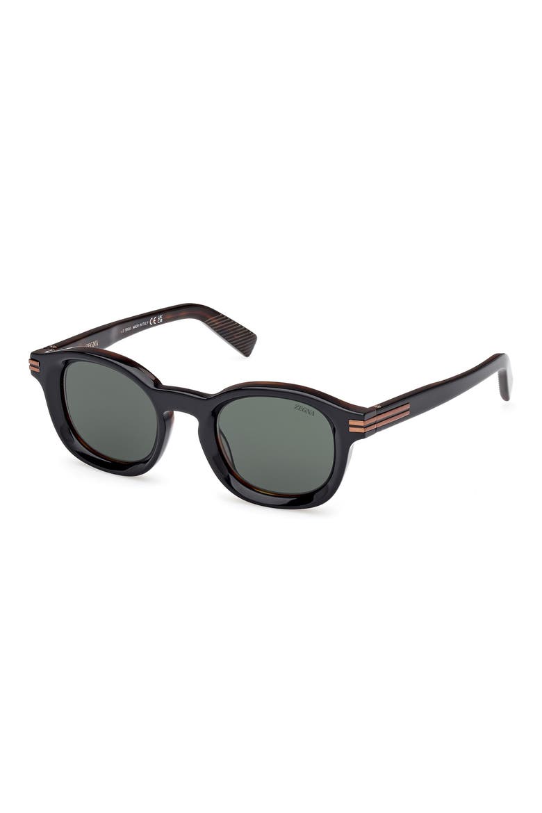 47mm Round Sunglasses, Alternate, color, SHINY TRANSPARENT BLACK