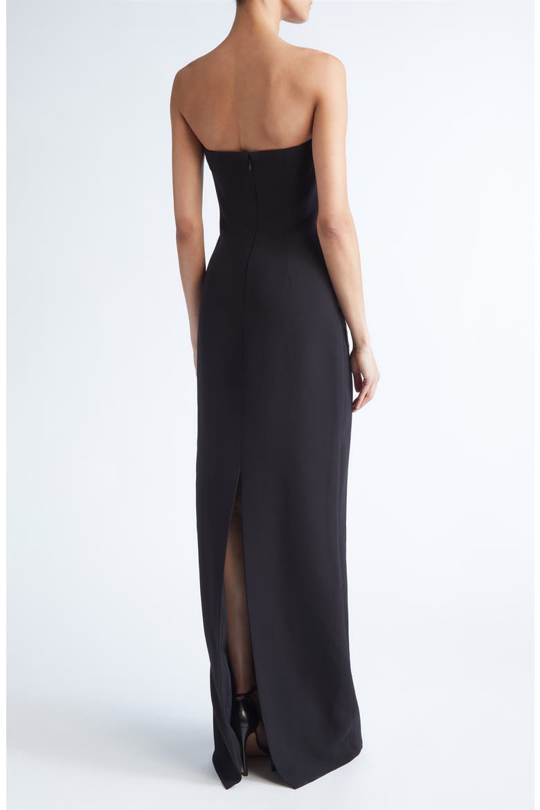 Floral Cord Embroidery Strapless Stretch Crepe Gown, Alternate, color, BLACK/ METALLIC