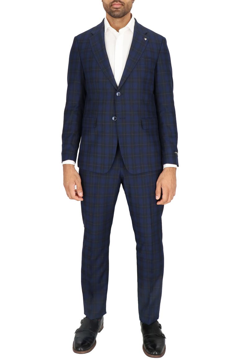 Modern Fit Navy Plaid Two-Piece Suit, Main, color, NAVY PLAID