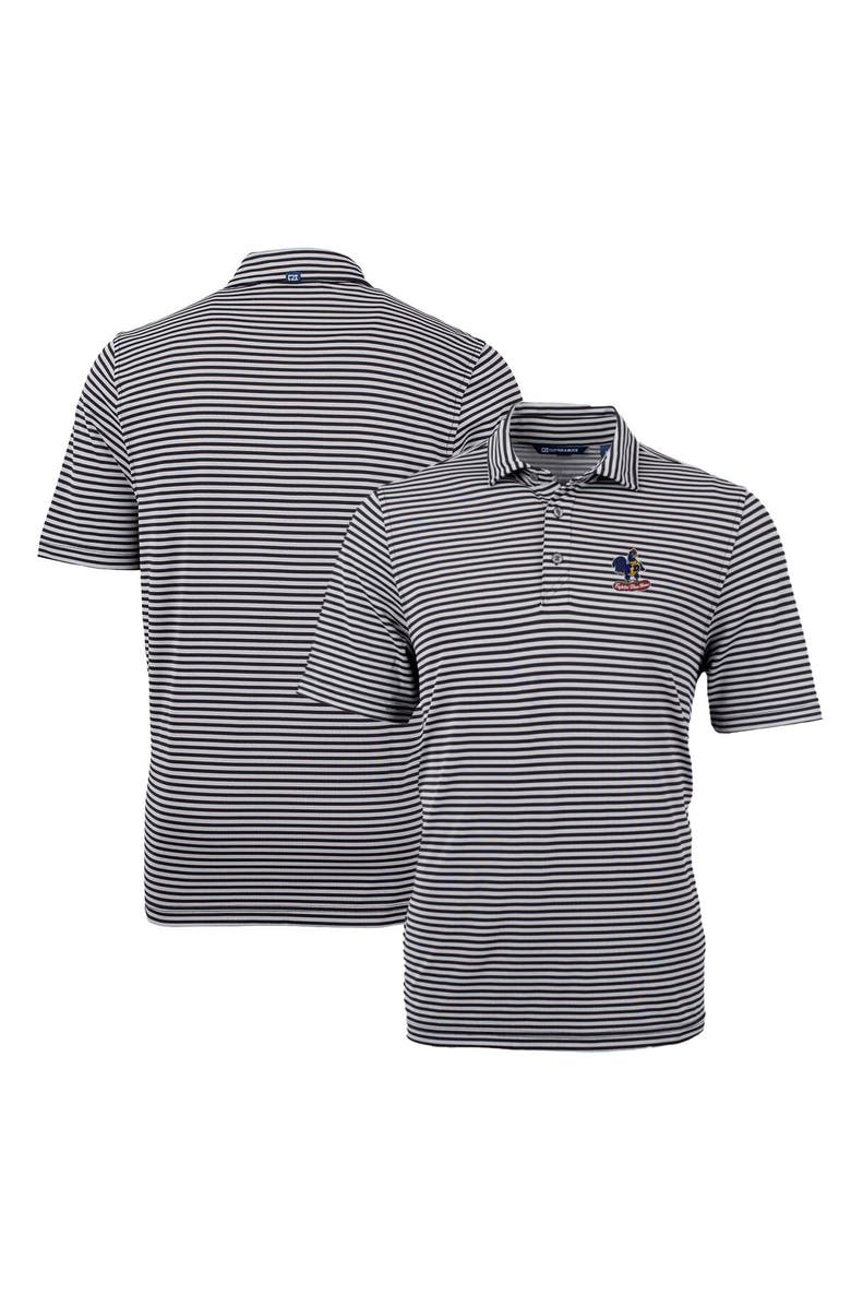 Cutter & Buck Men's Cutter & Buck Black Delaware Fightin' Blue Hens Throwback Logo Virtue Eco Pique Stripe Recycled Polo, Main, color, 