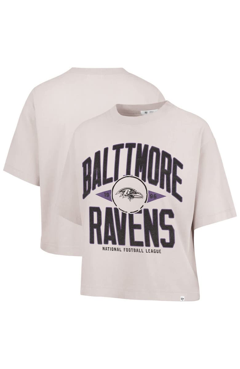 '47 Women's '47 Natural Baltimore Ravens Cropped Windthrow Ravine T-Shirt, Main, color,