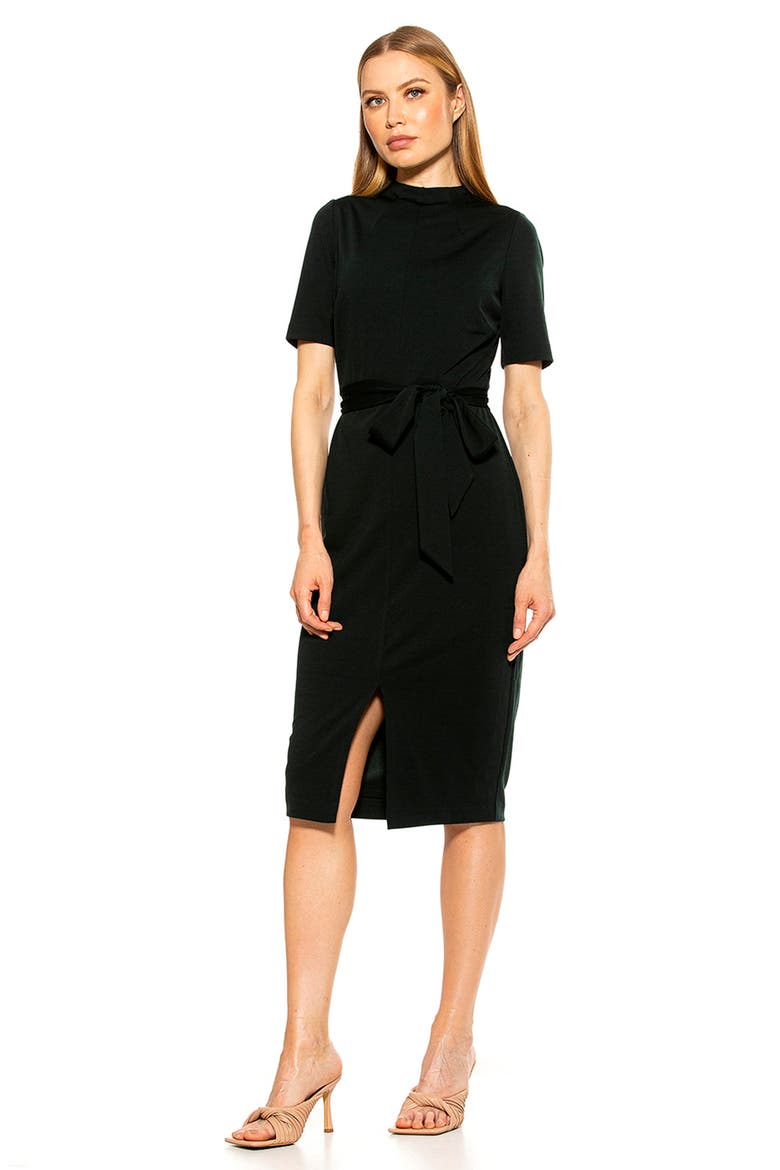 Waist Tie Sheath Dress, Alternate, color, BLACK