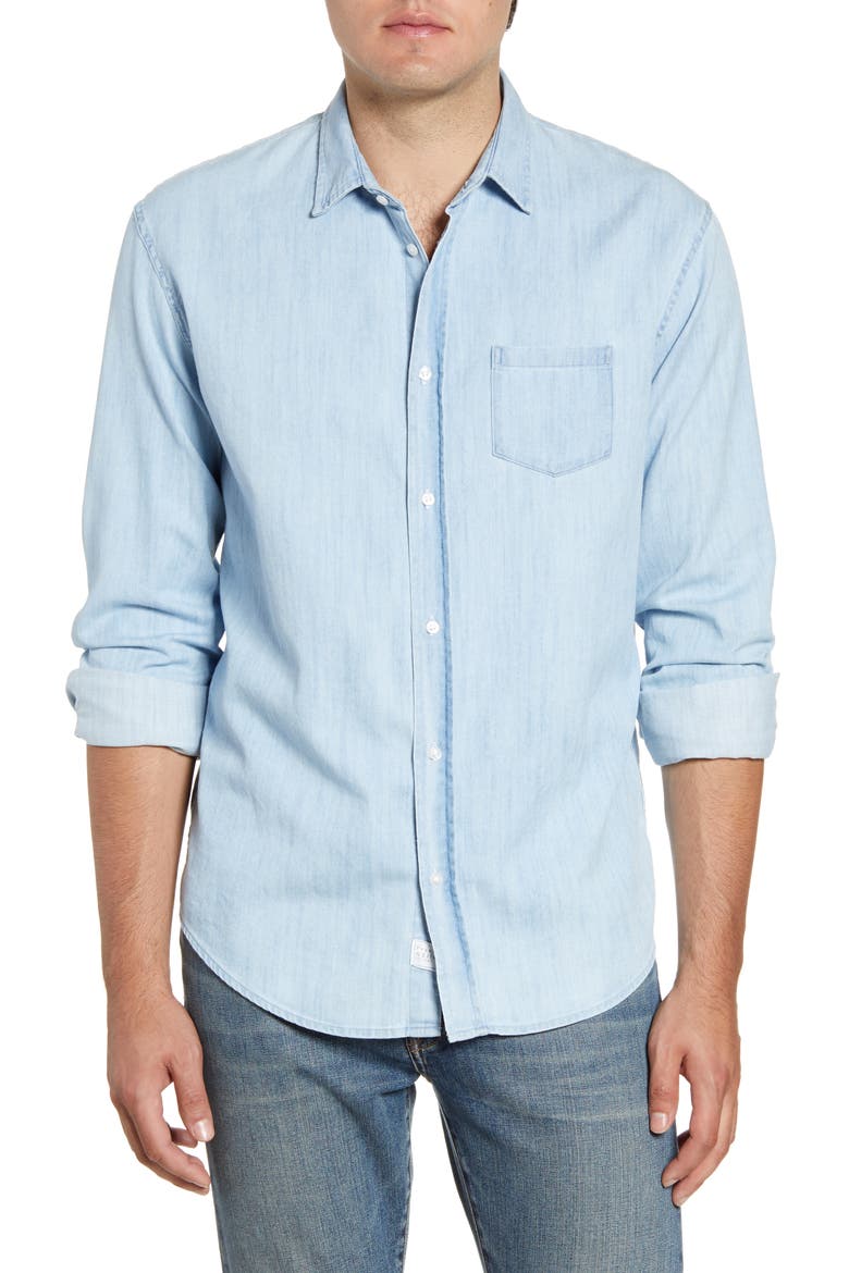 Luke Regular Fit Chambray Button-Up Sport Shirt, Main, color, CLASSIC BLUE WASH