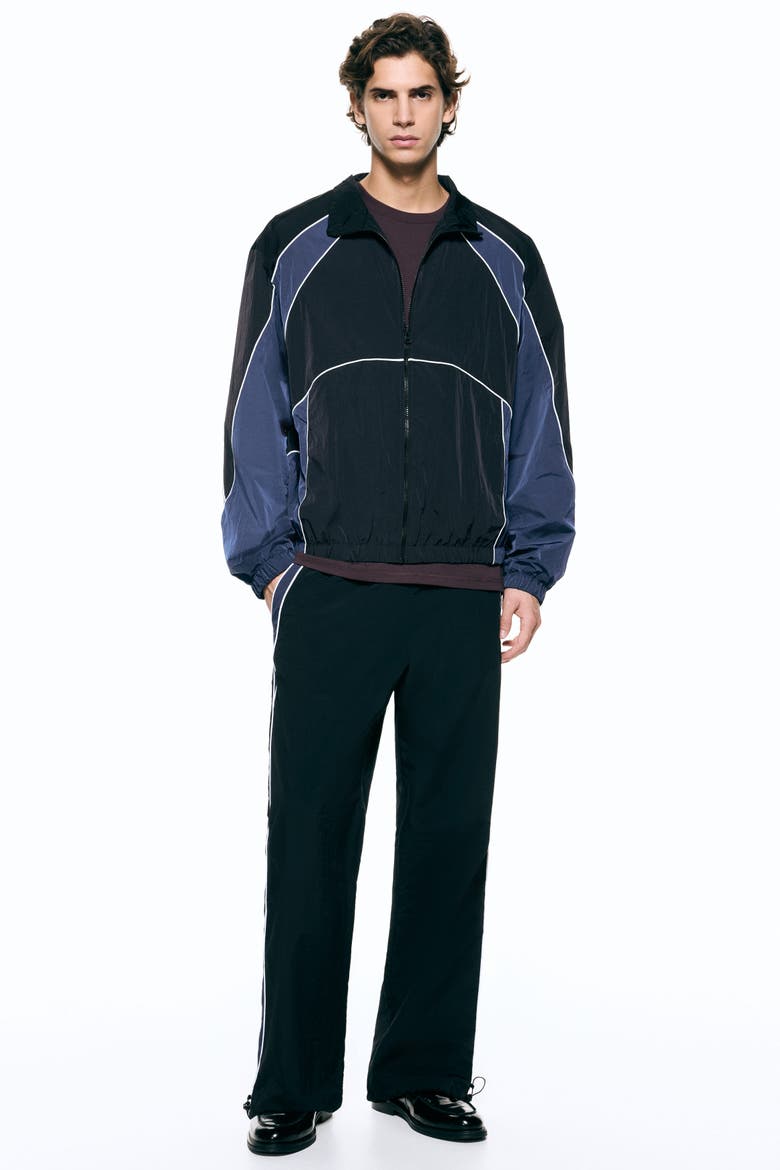 Loose Fit Nylon Track Pants, Alternate, color, Black/panels